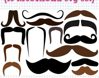 15 Mustache SVG DXF cut files