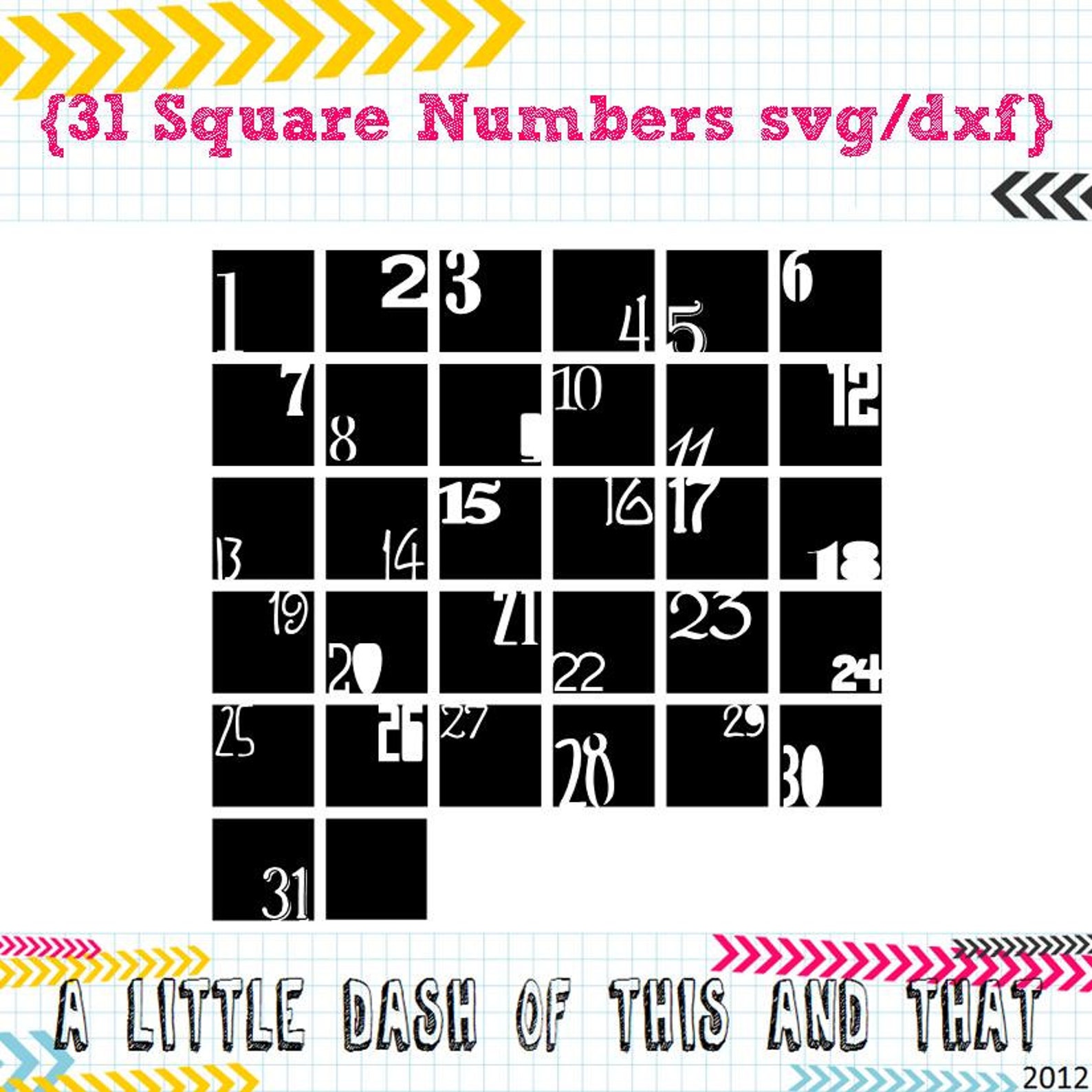 31 Square Numbers - Etsy