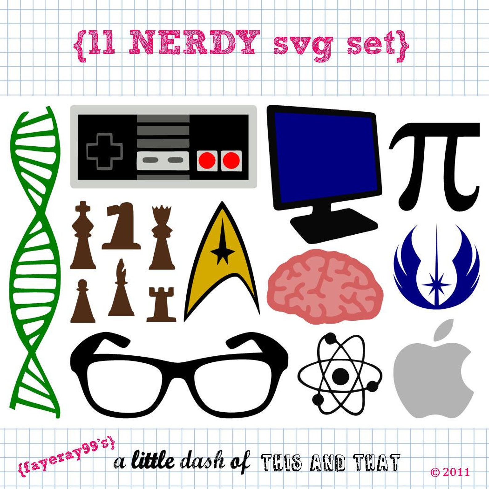 11 Nerdy SVG DXF Set | Etsy
