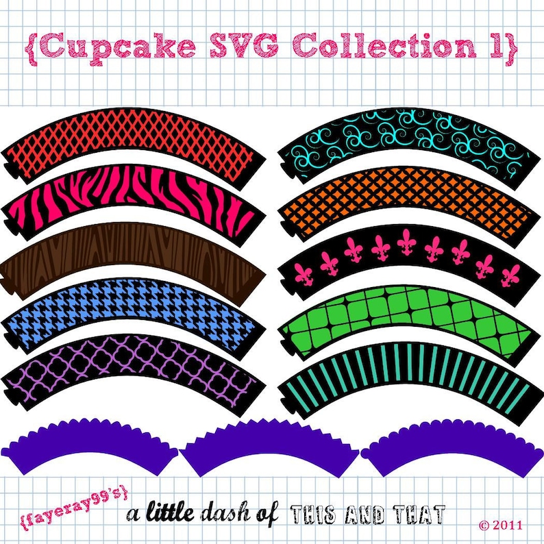 Download Cupcake Wrapper SVG DXF Collection 1 | Etsy