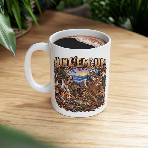 Hunt 'Em Up Whitetail Deer Dog Hunting Mug additional view 4