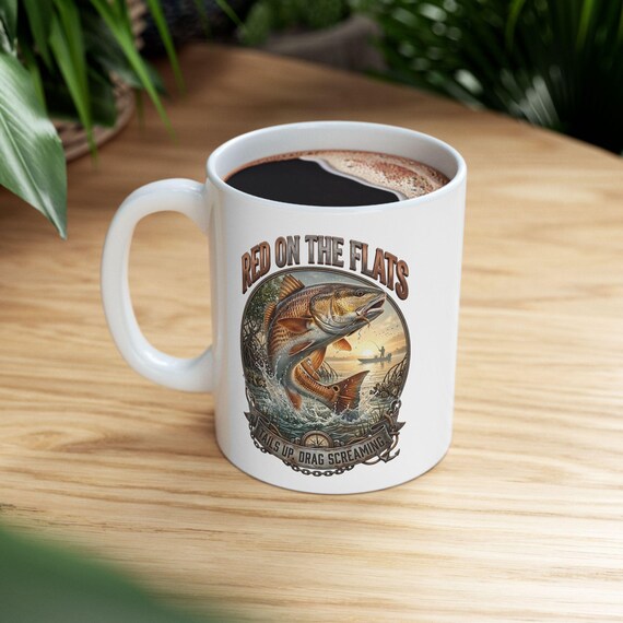 Redfish Red On The Flats Mug inshore saltwater angler coffee cup additional view 3
