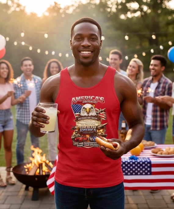 America 250th Anniversary Eagle Tank Top, Patriotic God Bless America Shirt additional view 7