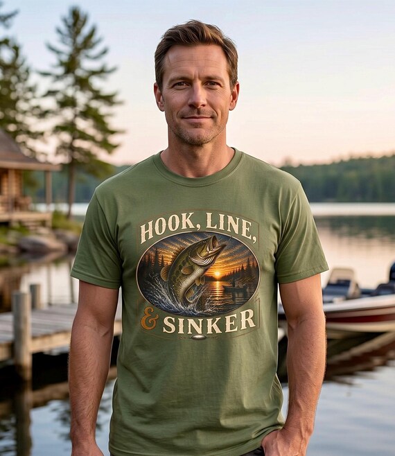 Largemouth Bass Fishing Graphic TShirt, Hook Line and Sinker Shirt additional view 7