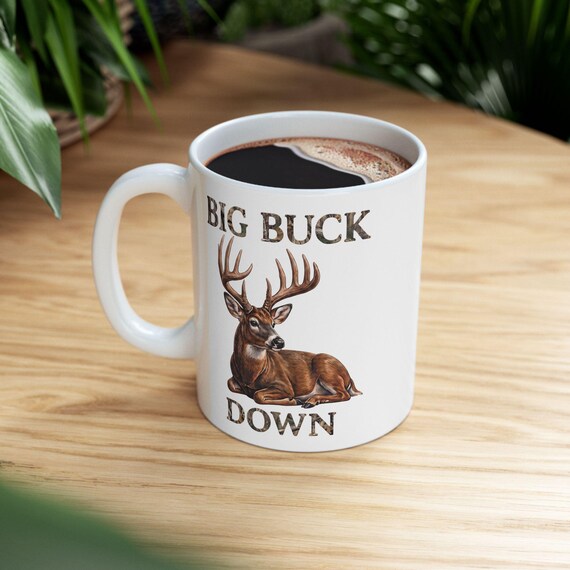 Big Buck Down Mug, Whitetail Deer Hunter Coffee Cup additional view 5