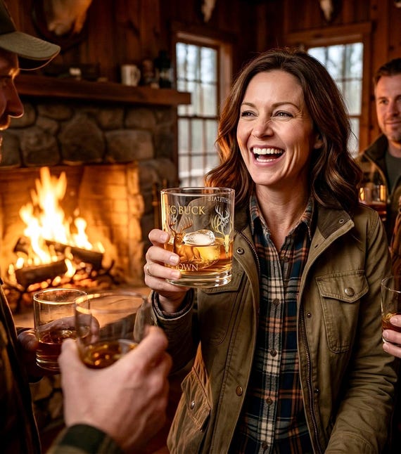 Whitetail Deer Whiskey Rocks Glass, 10oz Hunter Barware additional view 7