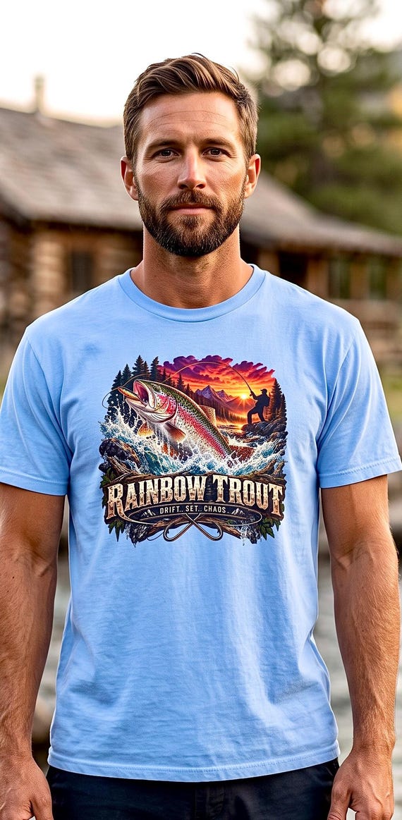 Rainbow Trout Drift Set Chaos Tee river trout fishing shirt additional view 7