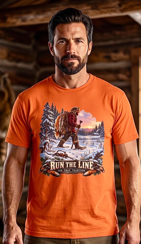 Run The Line Fur Trapper Tee trapline mountain man additional view 5