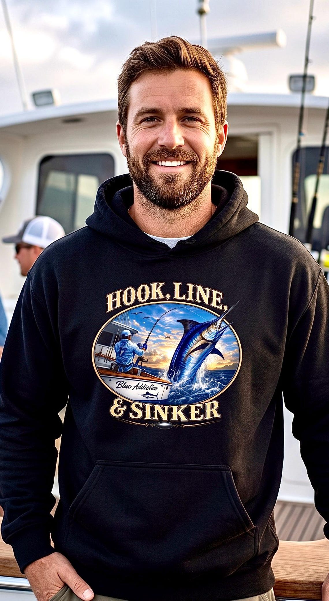 Marlin Fishing Hoodie, Deep Sea Sportfishing Sweatshirt product photo