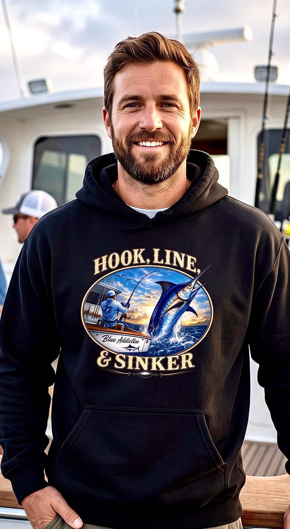 Marlin Fishing Hoodie, Deep Sea Sportfishing Sweatshirt product photo