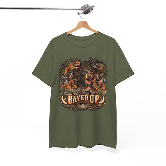 Bayed Up Hog Hunting Tee wild boar catch dog additional view 10