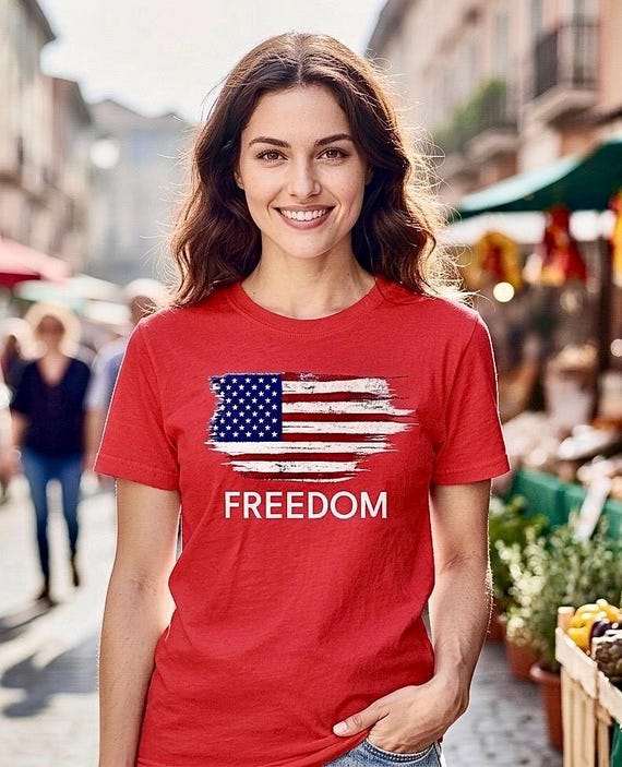 Freedom American Flag Shirt, Distressed Patriotic Tee, 4th of July Gift product photo