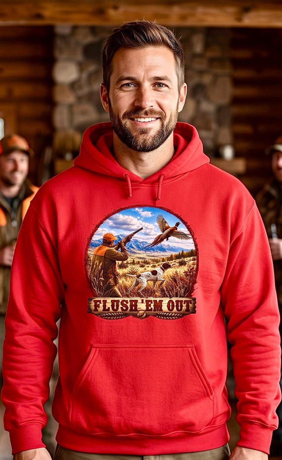 Pheasant Hunting Hoodie, Upland Bird Hunter Sweatshirt additional view 8