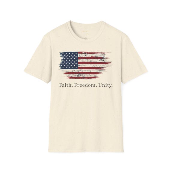 Faith Freedom Unity Distressed American Flag T-Shirt additional view 10