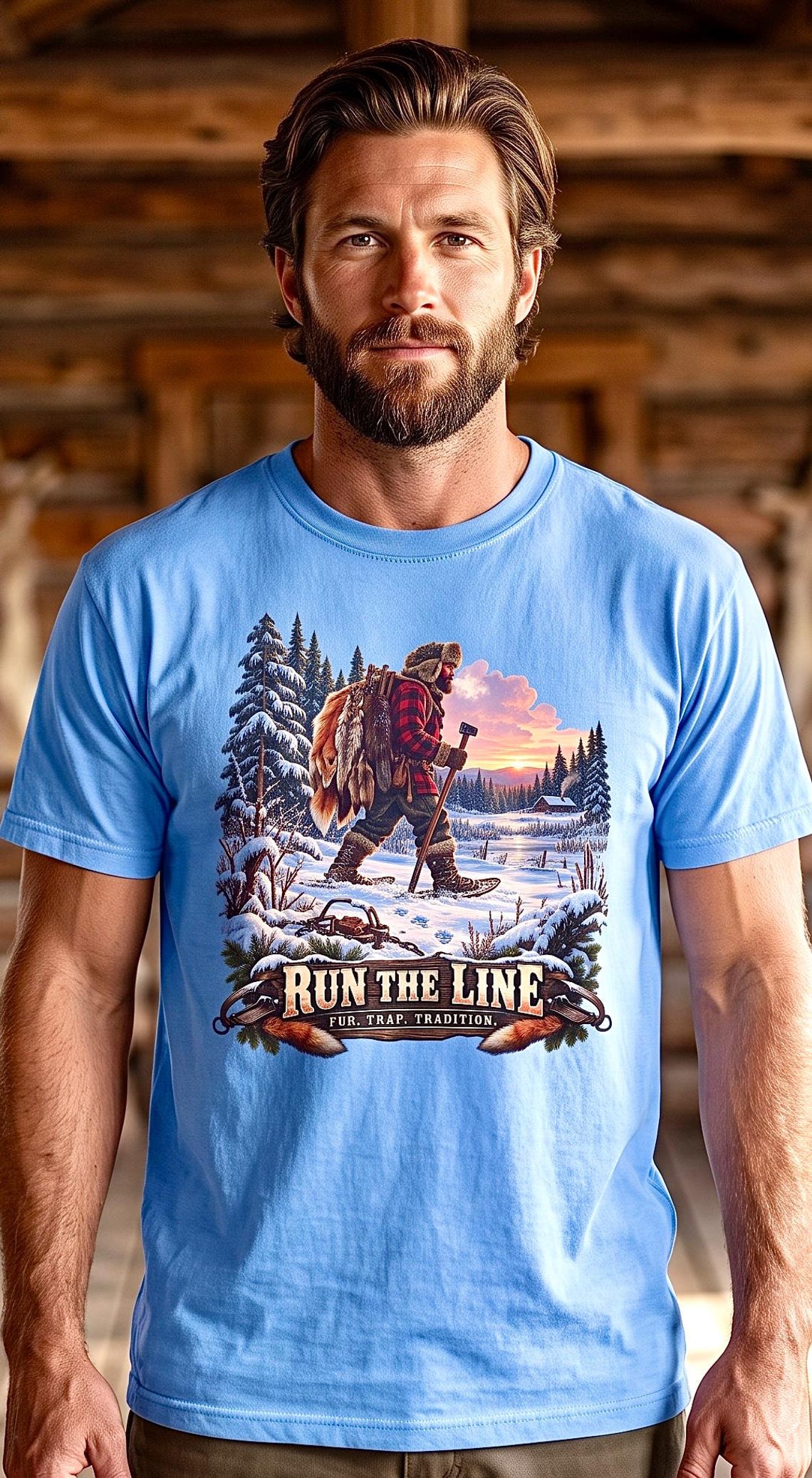 Run The Line Fur Trapper Tee trapline mountain man product photo