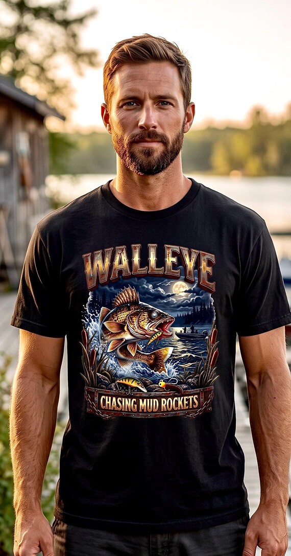 Walleye Chasing Mud Rockets Tee night walleye fishing shirt additional view 5