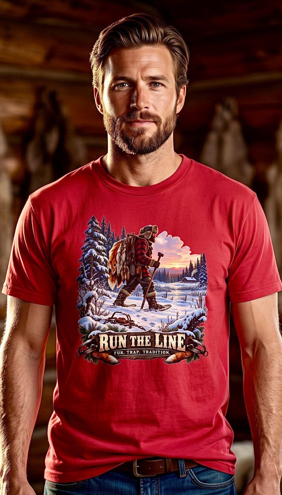 Run The Line Fur Trapper Tee trapline mountain man additional view 8