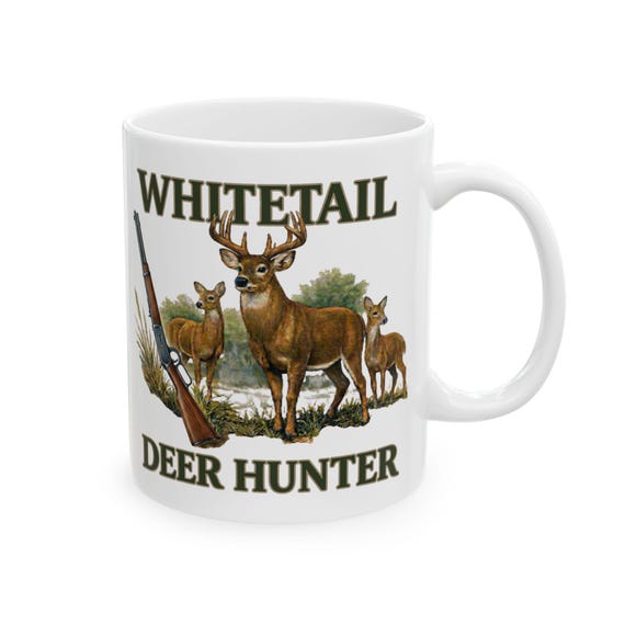 Whitetail Deer Hunter Mug, Buck and Rifle Hunting Coffee Cup additional view 7