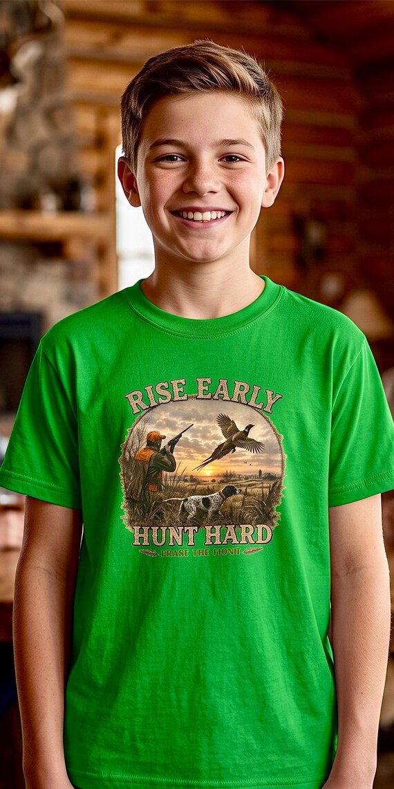 Rise Early Hunt Hard Kids Shirt pheasant hunting additional view 6