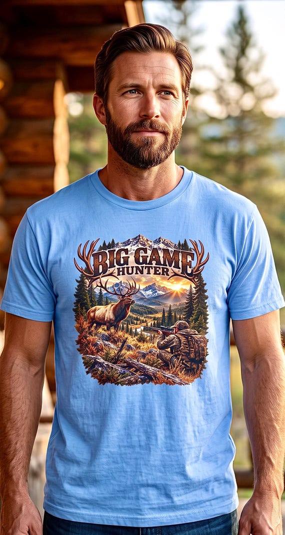 Elk Hunting Shirt, Big Game Hunter Graphic Tee additional view 6