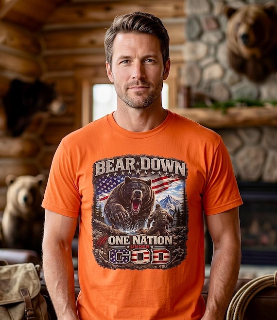 Bear Down One Nation Under God Shirt, Patriotic Bear Hunting Tee additional view 5