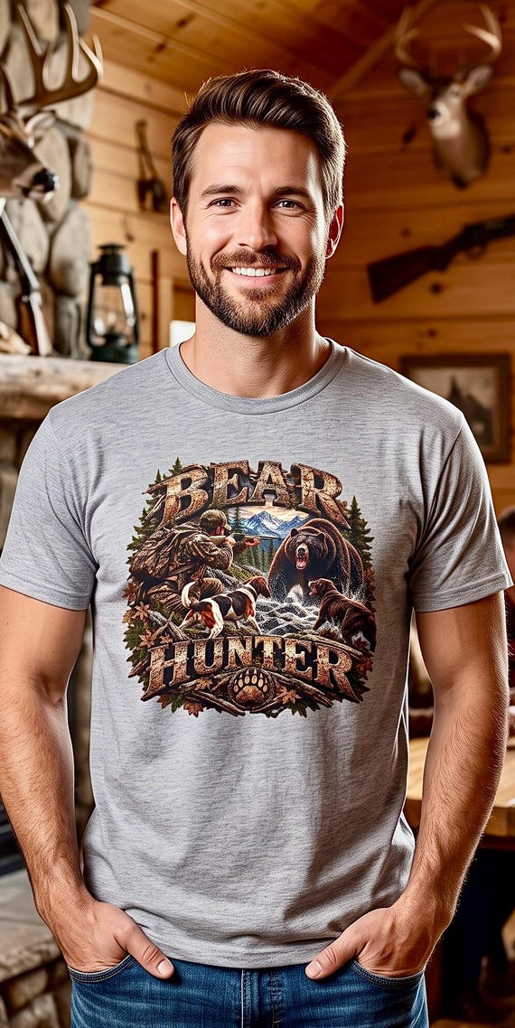 Bear Hunter Shirt, Black Bear Hunting Graphic Tee additional view 5