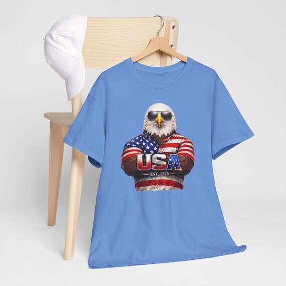 Patriotic Bald Eagle USA 250th Shirt, Est 1776 American Flag Graphic Tee additional view 8