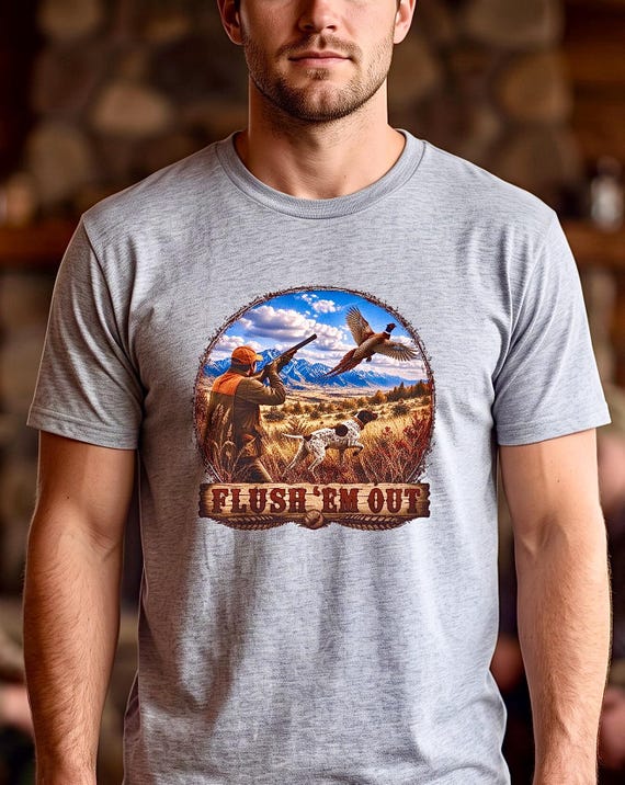 Pheasant Hunting Shirt, Upland Bird Hunter Graphic Tee product photo