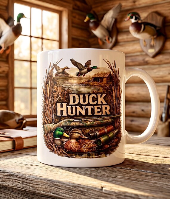 Mallard Duck Hunter Mug, Waterfowl Hunting Coffee Cup product photo