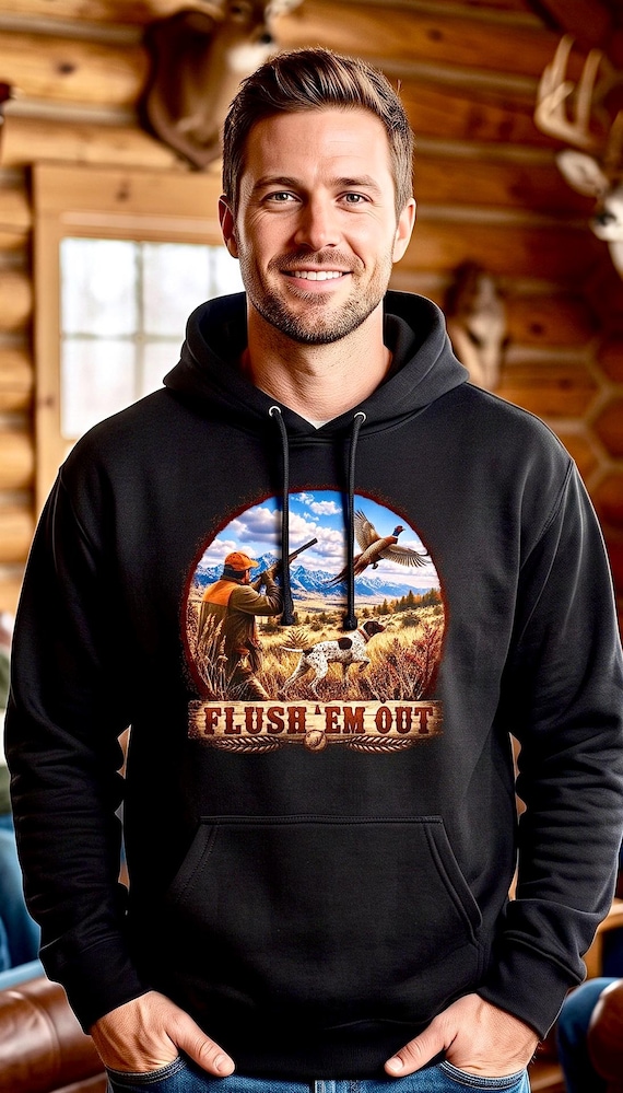 Pheasant Hunting Hoodie, Upland Bird Hunter Sweatshirt additional view 6
