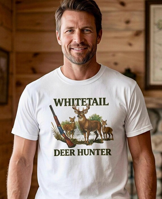 Whitetail Deer Hunter Graphic Tee, Wildlife Buck Hunting Apparel product photo