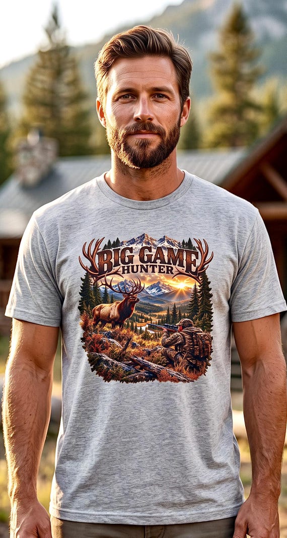 Elk Hunting Shirt, Big Game Hunter Graphic Tee additional view 5