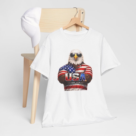 Patriotic Bald Eagle USA 250th Shirt, Est 1776 American Flag Graphic Tee additional view 4