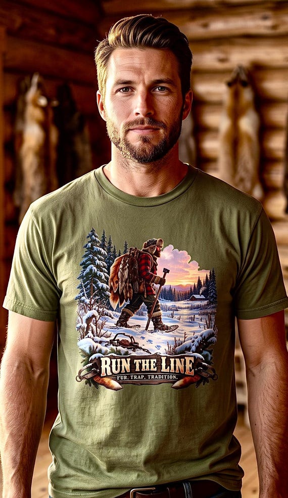 Run The Line Fur Trapper Tee trapline mountain man additional view 6