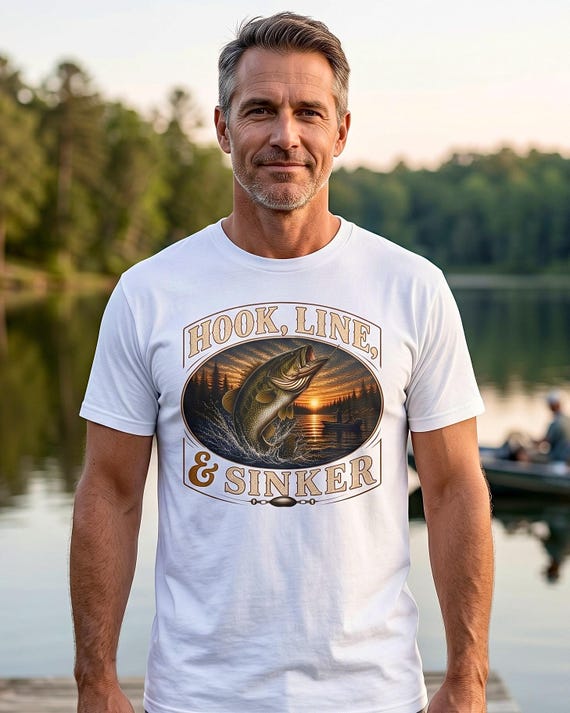 Largemouth Bass Fishing Graphic TShirt, Hook Line and Sinker Shirt additional view 4