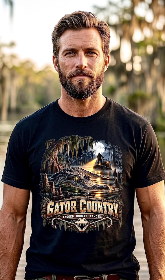 Gator Country Alligator Hunting Tee swamp hunter additional view 2