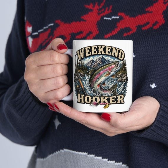 Funny Fishing Mug for Men, Rainbow Trout Fly Fishing Coffee Cup additional view 10
