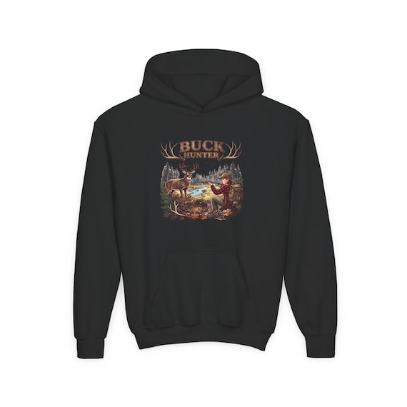 Youth Buck Hunter Hoodie, Kids Deer Hunting Sweatshirt additional view 10