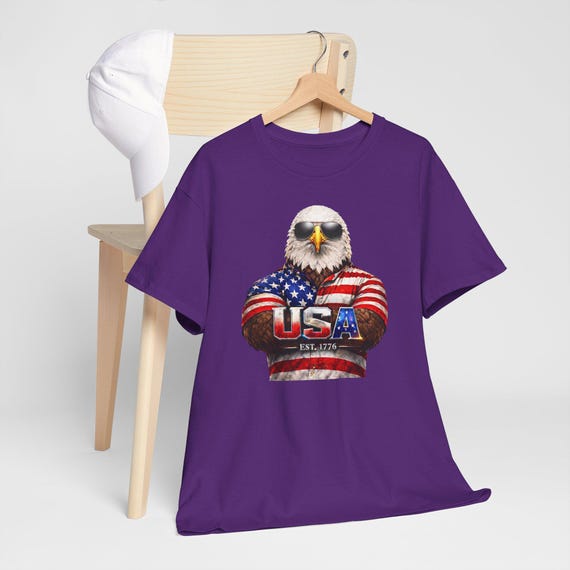 Patriotic Bald Eagle USA 250th Shirt, Est 1776 American Flag Graphic Tee additional view 10