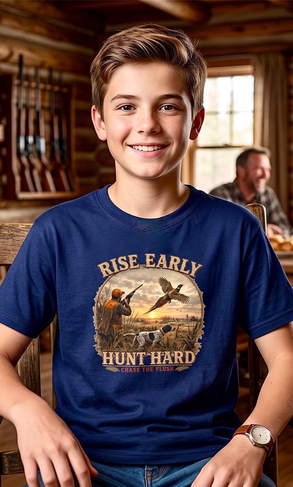 Rise Early Hunt Hard Kids Shirt pheasant hunting additional view 7