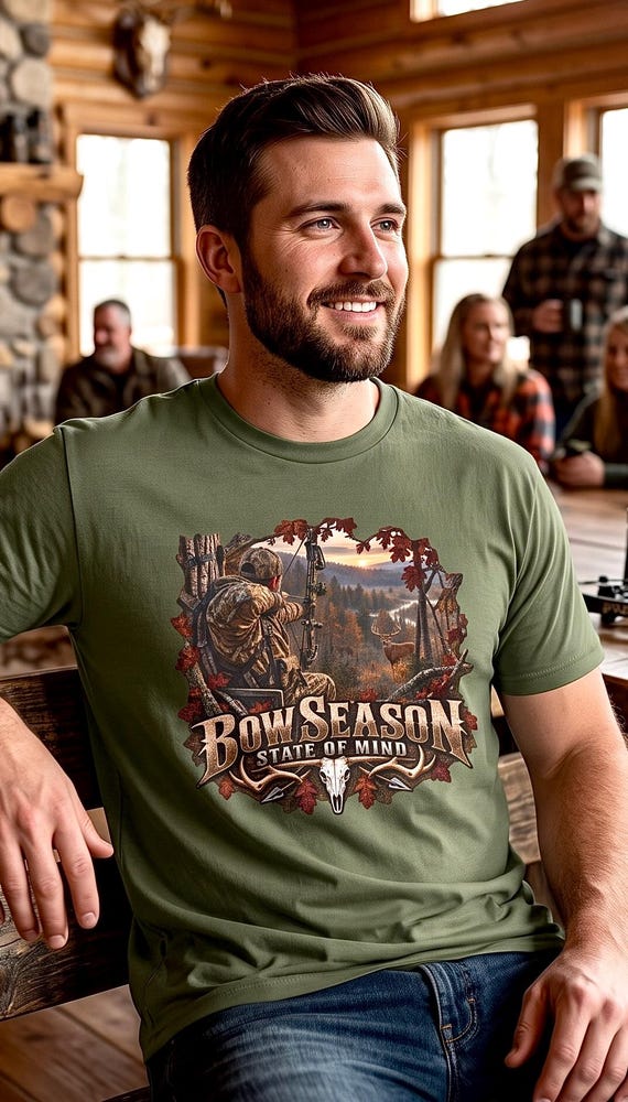 Bow Season State of Mind Tee whitetail deer bow hunter product photo
