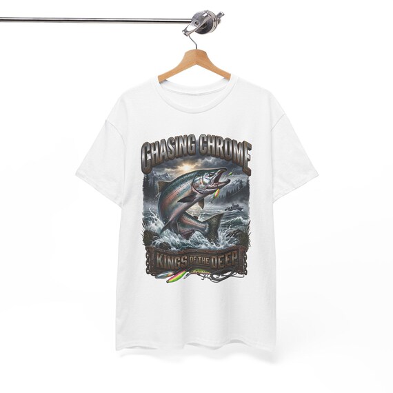 Salmon Chasing Chrome Kings Of The Deep Tee king salmon fishing shirt additional view 6