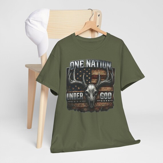 Whitetail American Flag One Nation Under God Shirt additional view 2