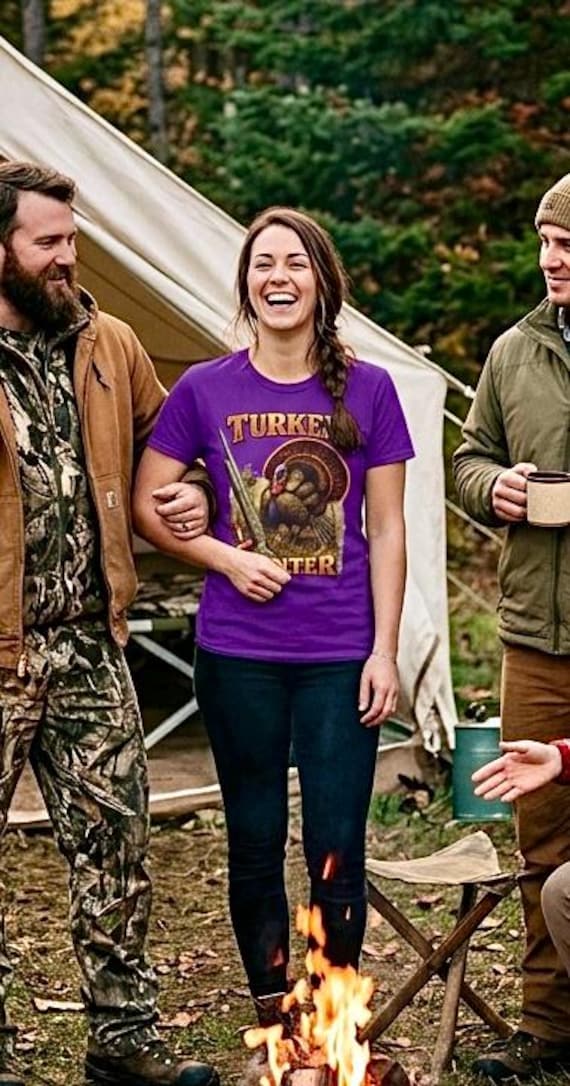 Vintage Wild Turkey Hunter Graphic T-Shirt, 100% Cotton Hunting Tee additional view 8