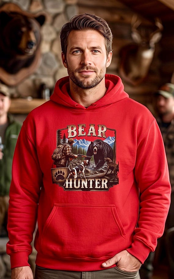 Bear Hunter Hoodie, Black Bear Hunting Sweatshirt additional view 7