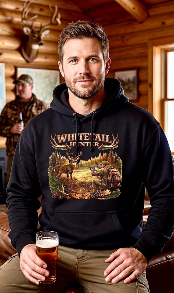 Whitetail Hunter Hoodie, Deer Buck Hunting Sweatshirt additional view 7