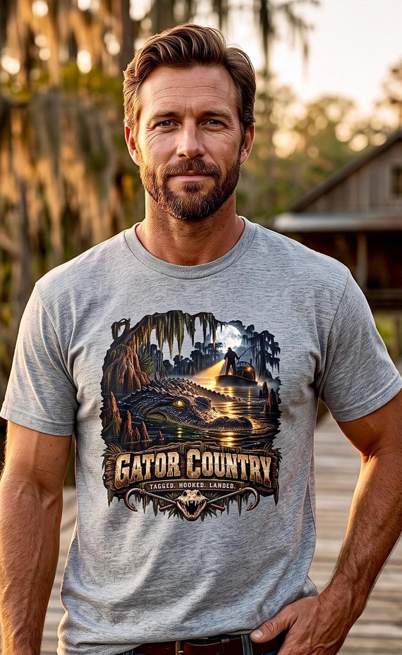 Gator Country Alligator Hunting Tee swamp hunter additional view 7