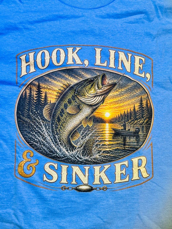 Largemouth Bass Fishing Graphic TShirt, Hook Line and Sinker Shirt product photo