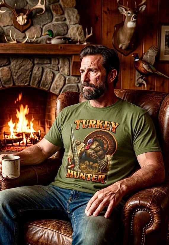 Vintage Wild Turkey Hunter Graphic T-Shirt, 100% Cotton Hunting Tee additional view 4