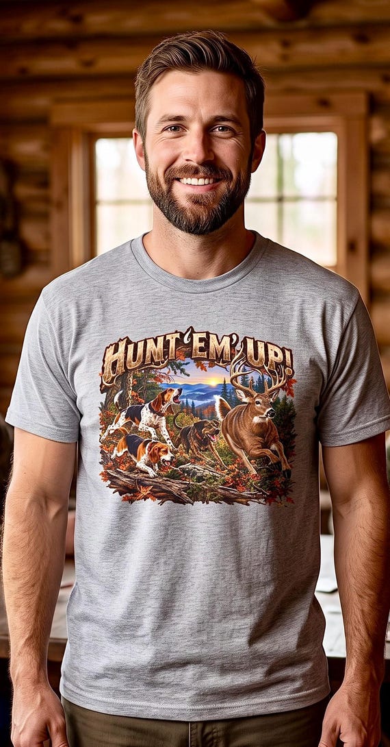 Hunt Em Up Deer Dog Hunting Tee beagle whitetail chase additional view 4